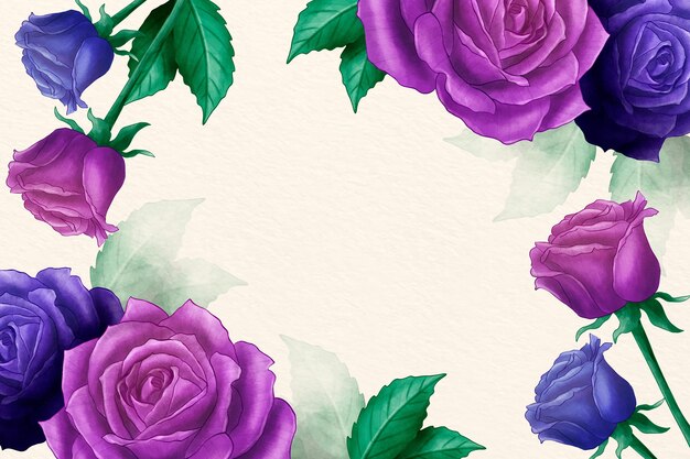 Fundo floral aquarela com rosas