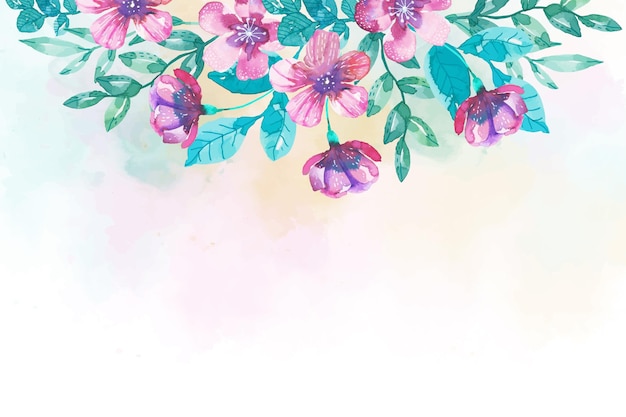 Fundo floral aquarela pintado à mão