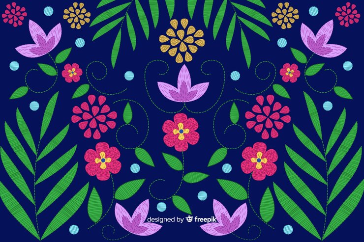 Vetor grátis fundo floral bordado