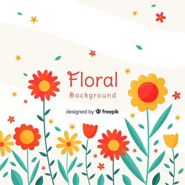 Fundo floral colorido com design plano