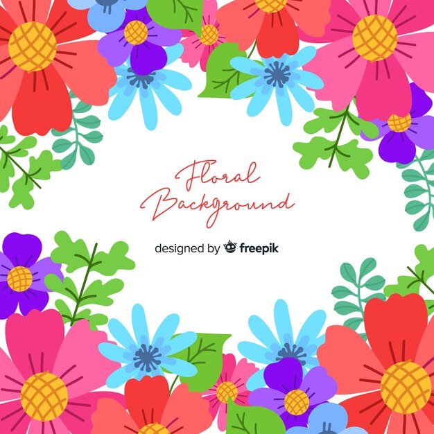Fundo floral colorido de mão desenhada