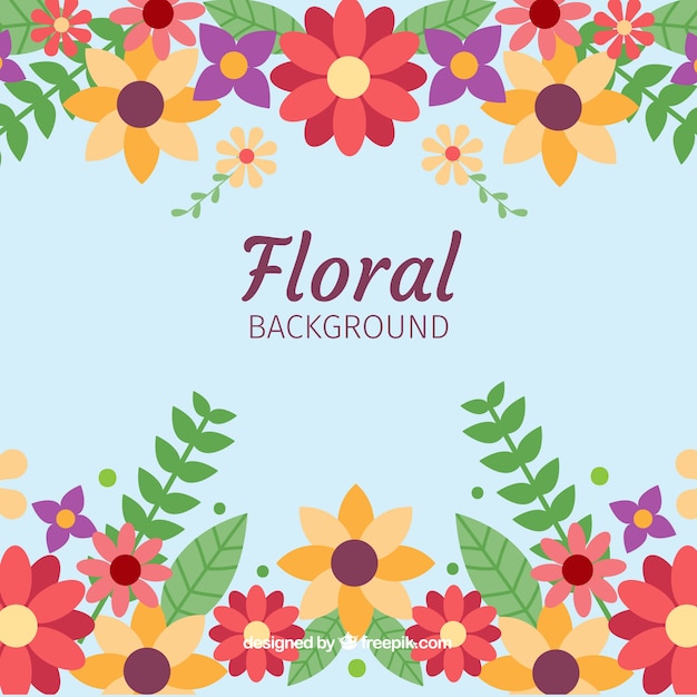 Fundo floral colorido em estilo simples