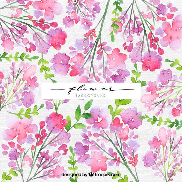 Fundo floral com estilo aquarela