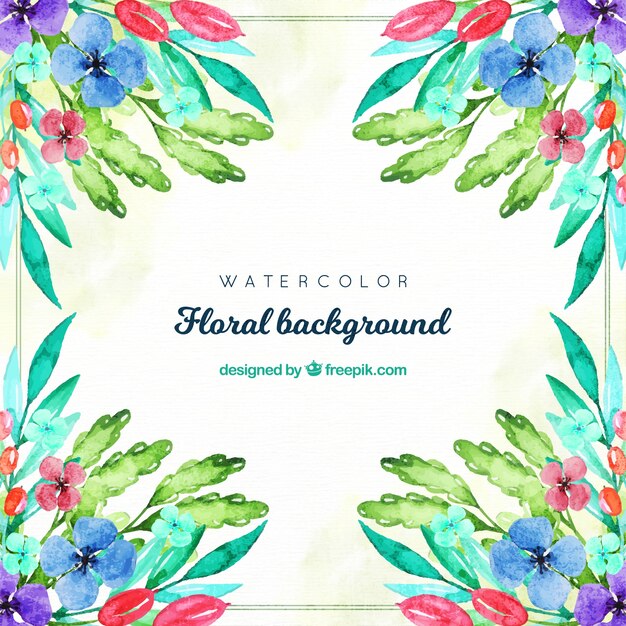 Fundo floral com estilo aquarela