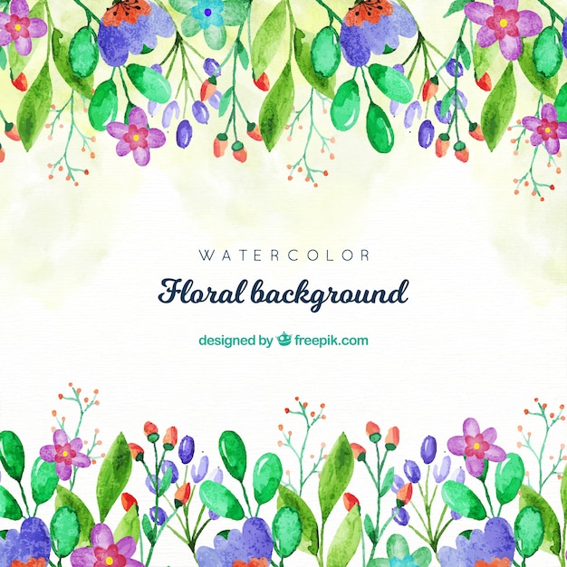 Fundo floral com estilo aquarela