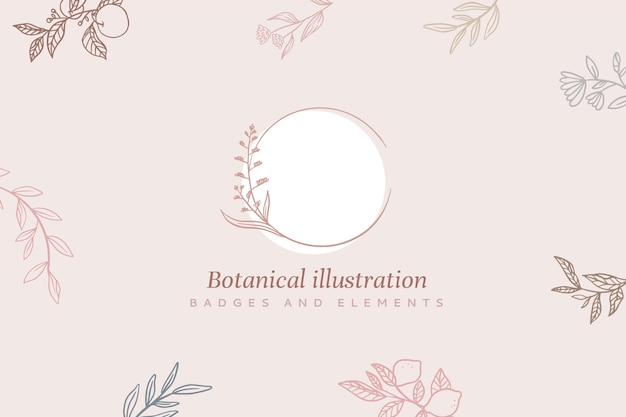 Fundo floral com moldura e ilustração botânica