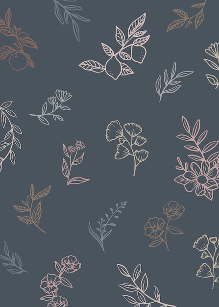 Fundo floral com plantas de doodle