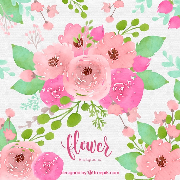 Vetor grátis fundo floral com rosas em aquarela