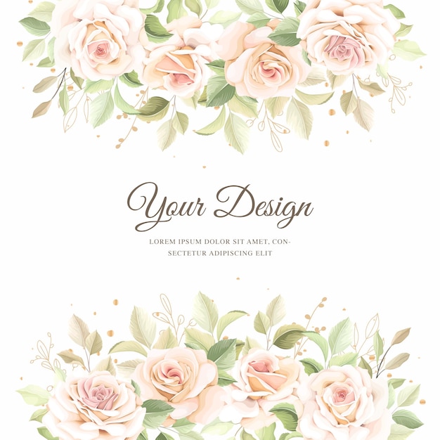 fundo floral de lindas rosas desenhadas à mão e design de moldura