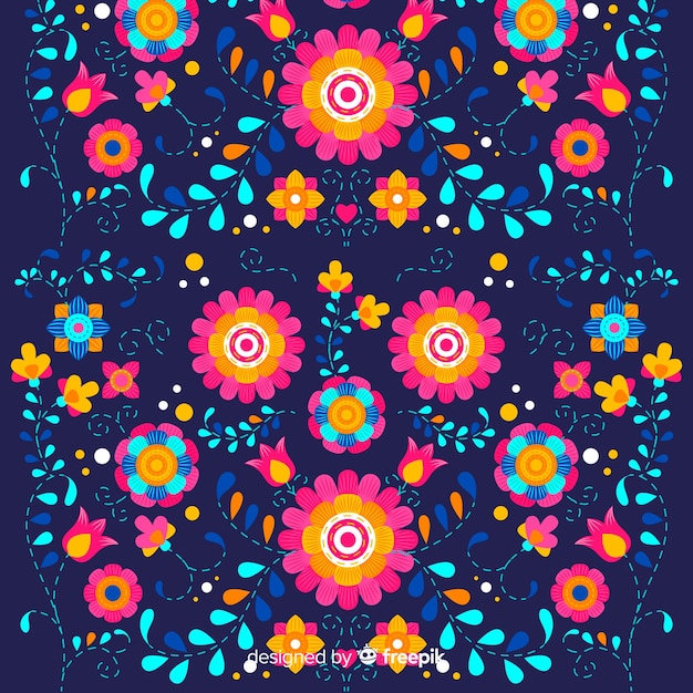 Fundo floral de mão desenhada bordado