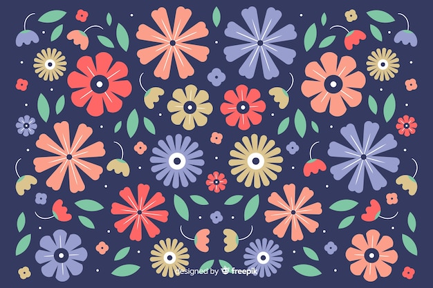 Fundo floral de mão desenhada bordado