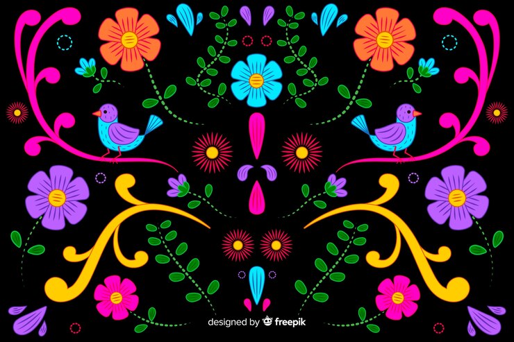 Vetor grátis fundo floral de mão desenhada bordado