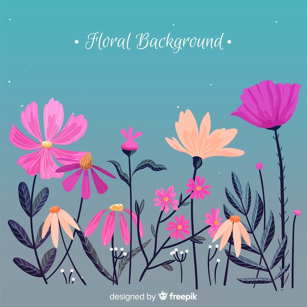 Fundo floral de mão desenhada primavera