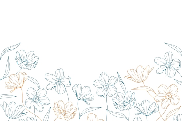 Fundo floral desenhado à mão com espaço de cópia