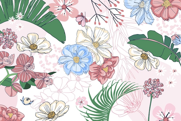 Fundo floral desenhado à mão