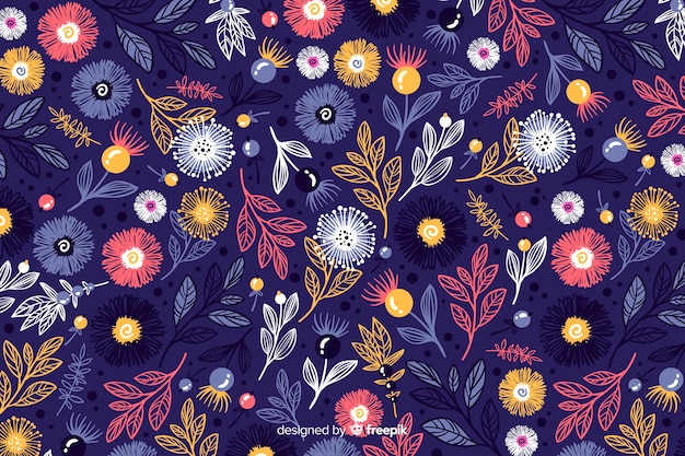 Fundo floral desenhado a mão