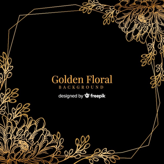 Vetor grátis fundo floral dourado de mão desenhada