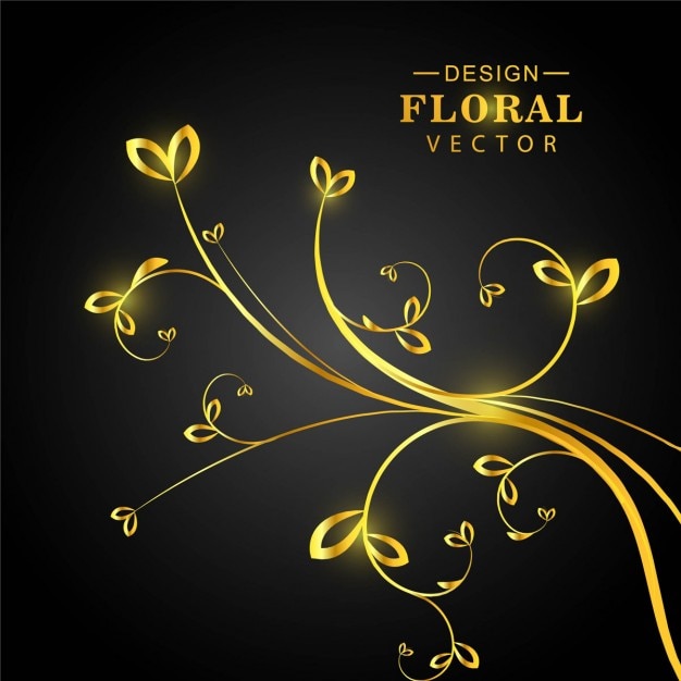 Vetor grátis fundo floral dourado