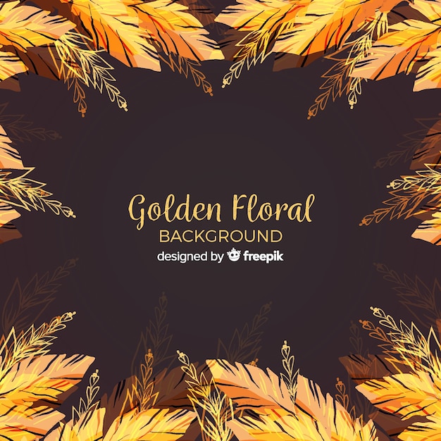 Vetor grátis fundo floral dourado