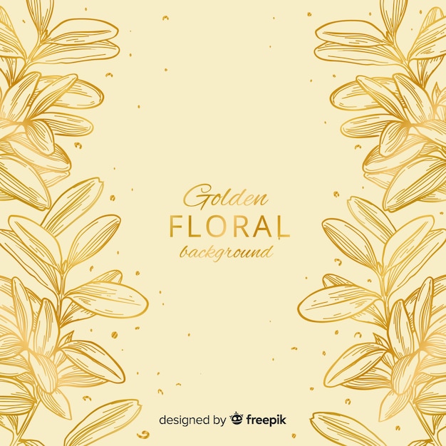 Vetor grátis fundo floral dourado