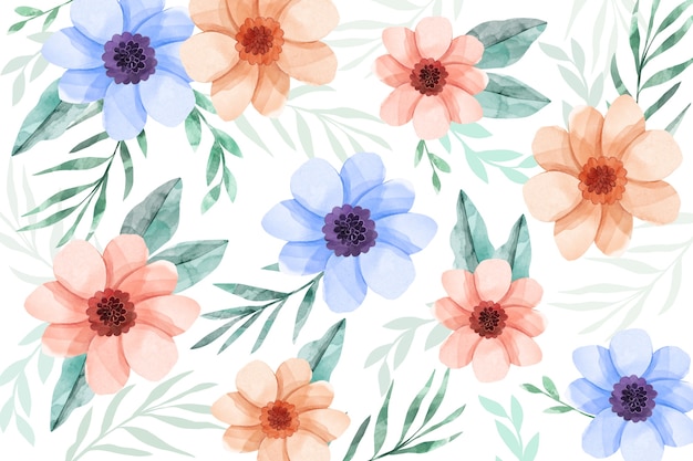 Vetor grátis fundo floral em aquarela