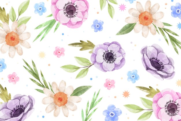 Fundo floral em aquarela