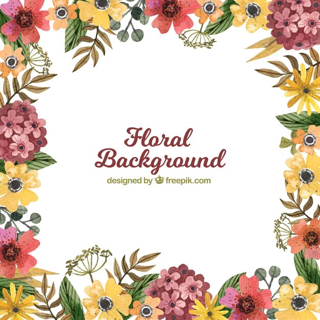 Fundo floral em estilo aquarela