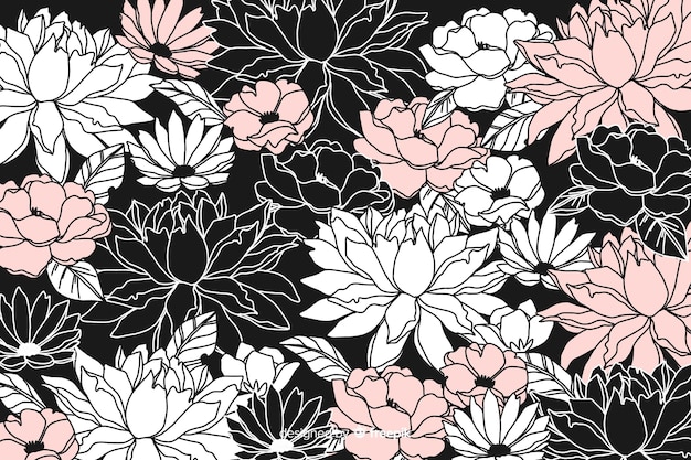 Vetor grátis fundo floral escuro de mão desenhada