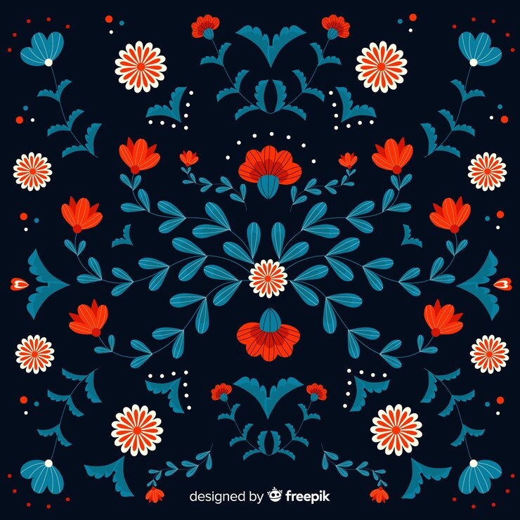 Vetor grátis fundo floral mexicano decorativo do bordado