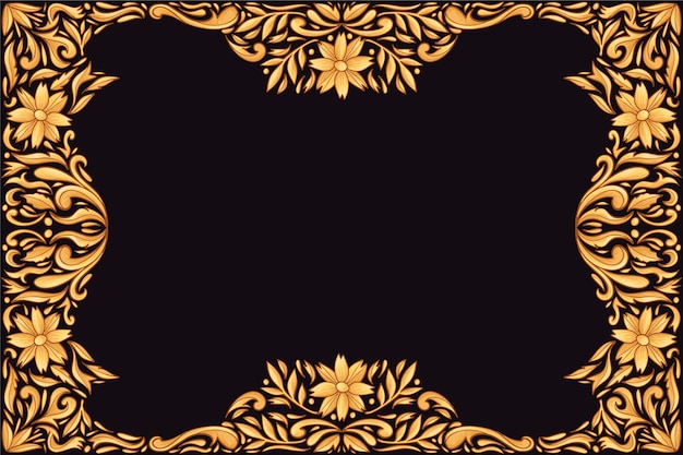 Fundo floral ornamental dourado