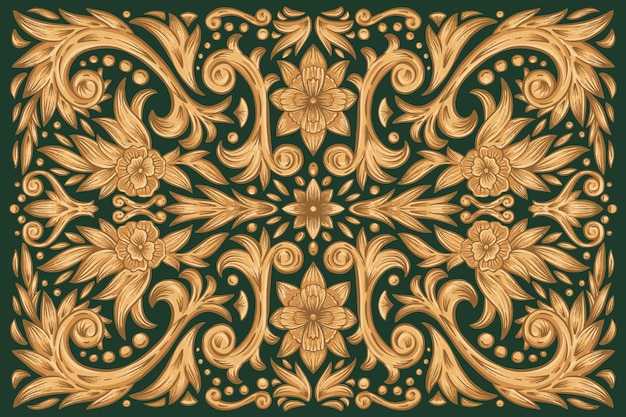 Vetor grátis fundo floral ornamental dourado