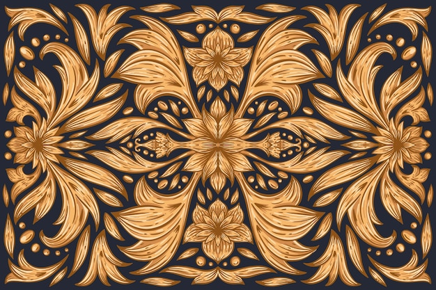 Fundo floral ornamental dourado