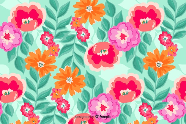 Fundo floral pintado à mão