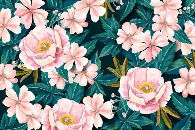 Fundo floral realista pintado à mão