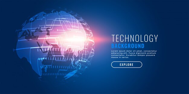 Fundo futurista da terra digital da tecnologia global