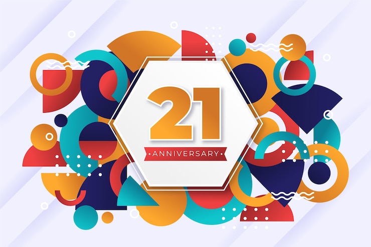 Vetor grátis fundo geométrico de 21 anos