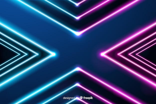 Fundo geométrico de formas de néon