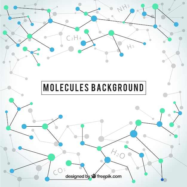 Fundo geométrico de moléculas em design plano