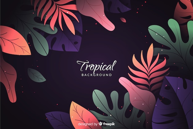 Fundo gradiente com folhas tropicais