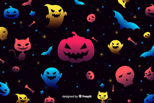 Fundo gradiente de elementos de halloween