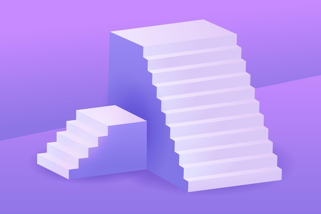 Fundo gradiente de escada em 3d roxo