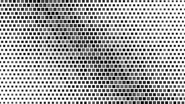 Fundo gradiente de meio-tom abstrato de pequenos quadrados, preto e branco