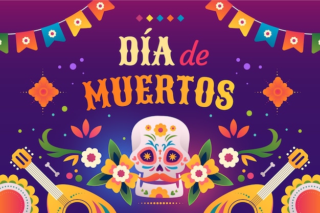 Vetor grátis fundo gradiente dia de muertos