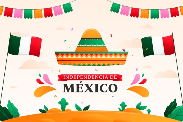 Fundo gradiente para a celebração da independência do méxico
