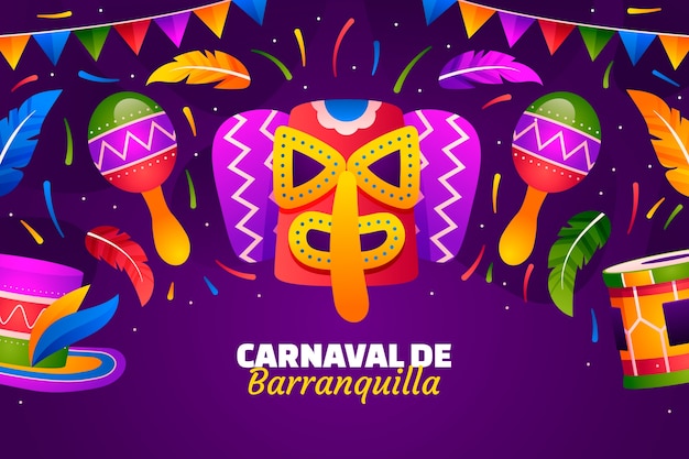 Fundo gradiente para a celebração do carnaval de barranquilla