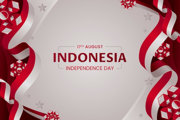 Vetor grátis fundo gradiente para a celebração do dia da independência da indonésia