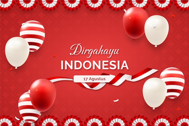 Vetor grátis fundo gradiente para a celebração do dia da independência da indonésia