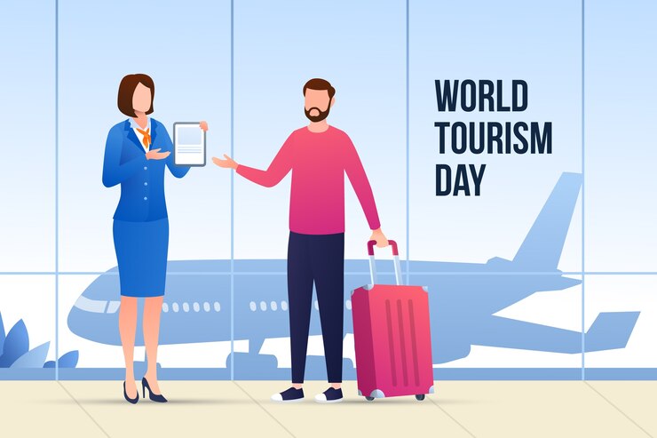 Vetor grátis fundo gradiente para a celebração do dia mundial do turismo