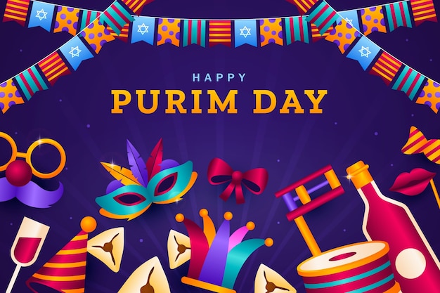 Fundo gradiente para a celebração do feriado de purim