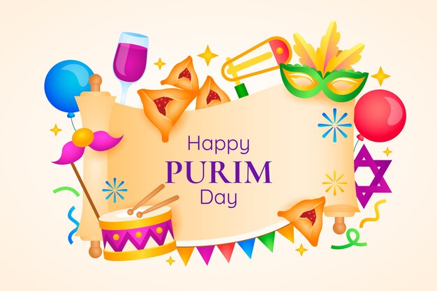 Fundo gradiente para a celebração do feriado de purim